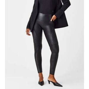 SPANX Faux Leather‎ Moto Leggings Very Black Size Medium